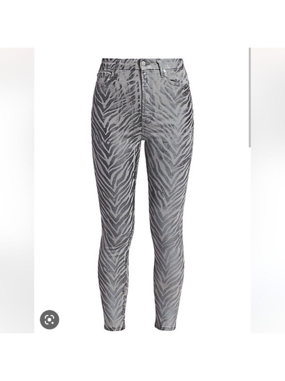 7 For All Mankind Zebra Print Metallic High-Rise Skinny Jeans